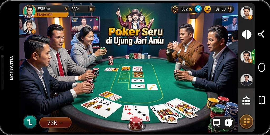 Screenshot utama 73K menampilkan gameplay seru Poker.