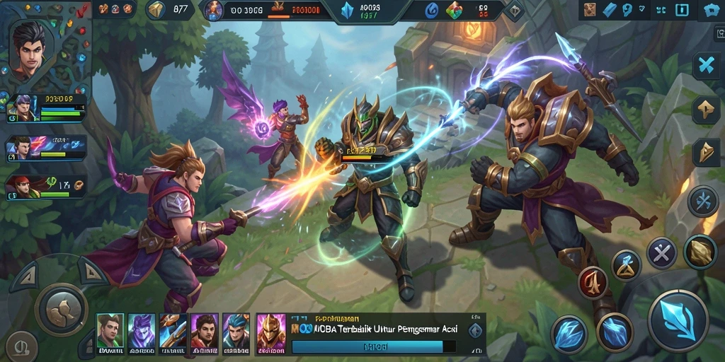 Tampilan gameplay dari API77 yang menampilkan aksi MOBA seru.