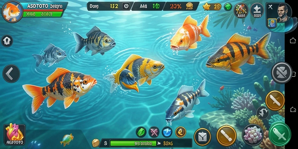 Screenshot gameplay ASDTOTO yang menampilkan aksi tembak ikan.