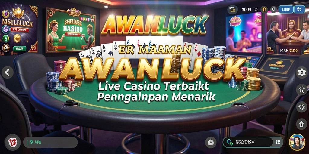 Screenshot gameplay <strong>AWANLUCK</strong> menampilkan dealer langsung dan interaksi pemain.