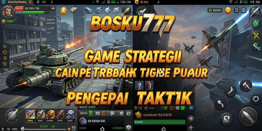 Screenshot gameplay BOSKU777 menunjukkan pertempuran strategis yang intens.