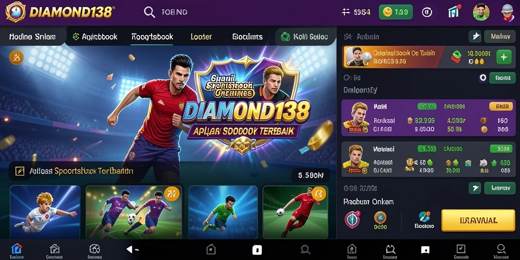Tampilan antarmuka aplikasi DIAMOND138 dengan fitur taruhan olahraga.