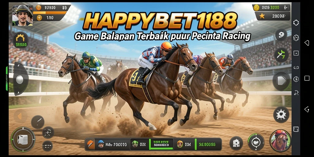 Screenshot gameplay Racing dari HAPPYBET188 menampilkan aksi balapan yang mendebarkan.