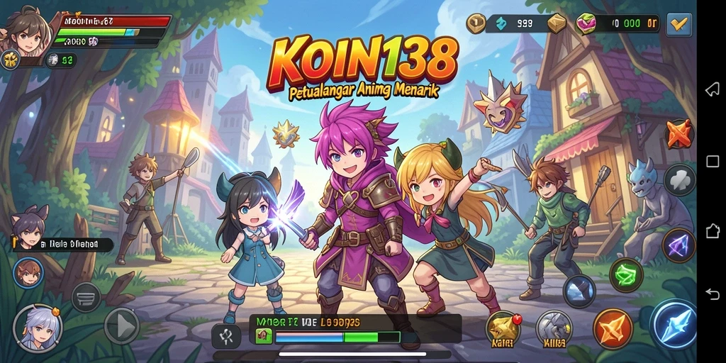 Tampilan gameplay KOIN138 yang penuh aksi anime.