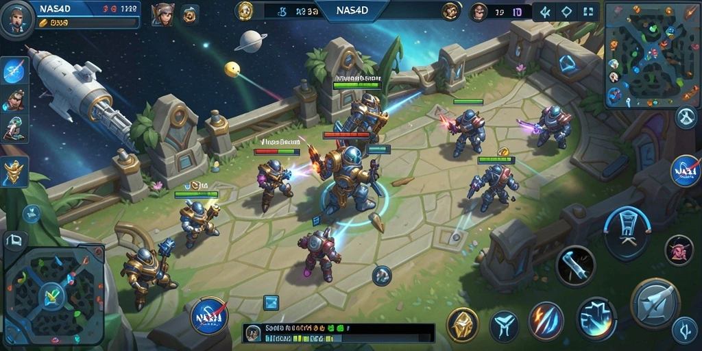 Tampilan seru gameplay MOBA dalam NASA4D.