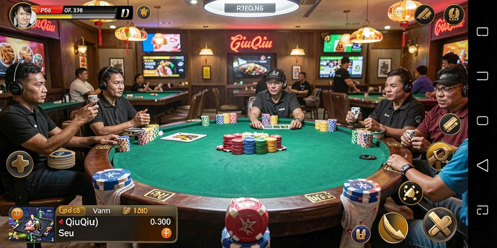 Screenshot utama RP66 dengan gameplay seru di meja QiuQiu.