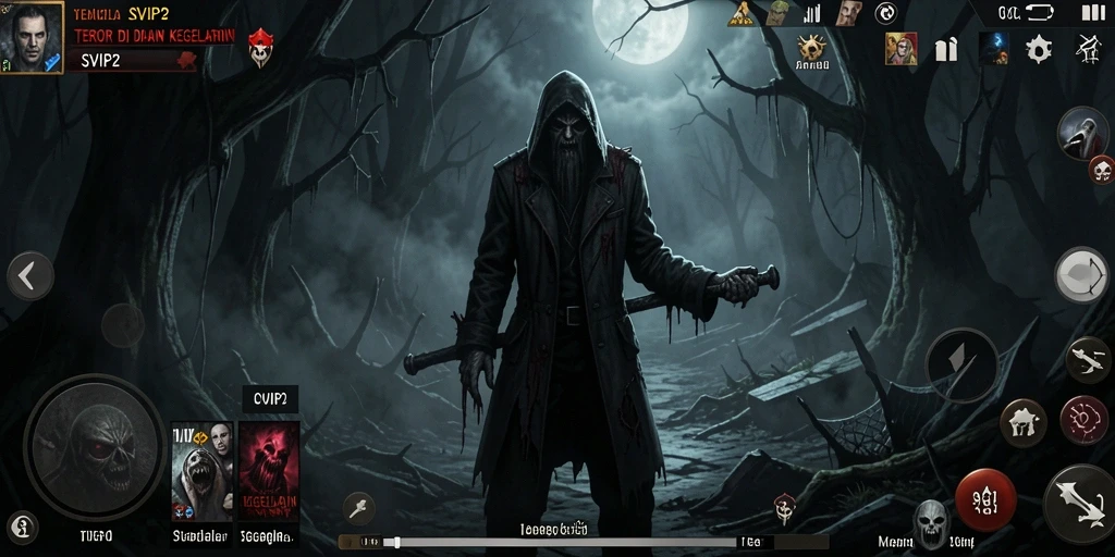 Tampilan gameplay menegangkan di SVIP2 dengan suasana horor yang mencekam.