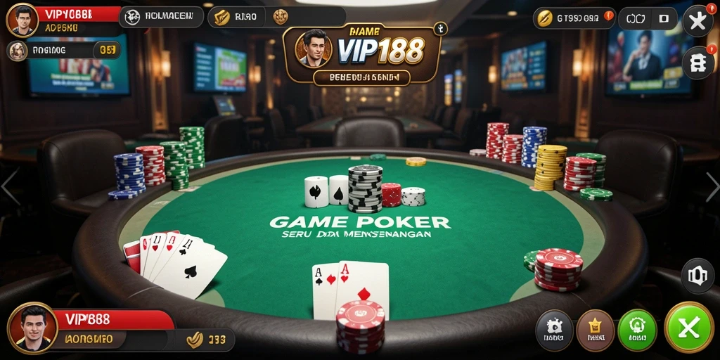Tampilan gameplay Poker yang menarik di VIP188.