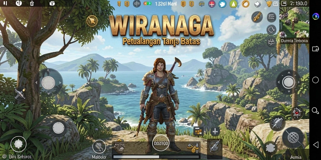 Gameplay WIRANAGA dalam dunia terbuka yang ekspansif.