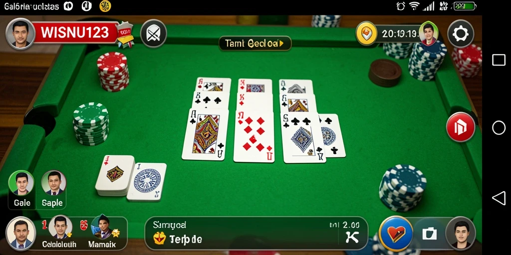 Screenshot gameplay WISNU123 yang menunjukkan suasana seru bermain Gaple.