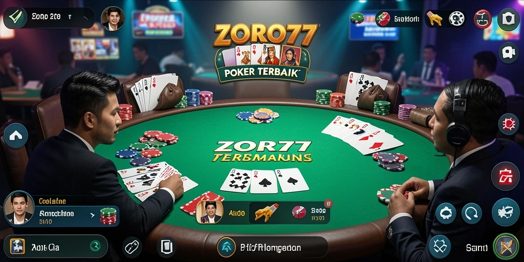 Tampilan menarik dari gameplay Poker di ZORO77.